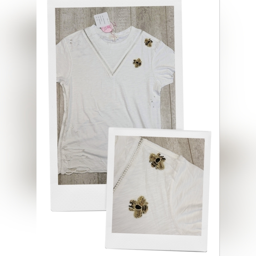 NEW Stella + Ginger Bumble Bee Buzz Distressed T-shirt Size Medium